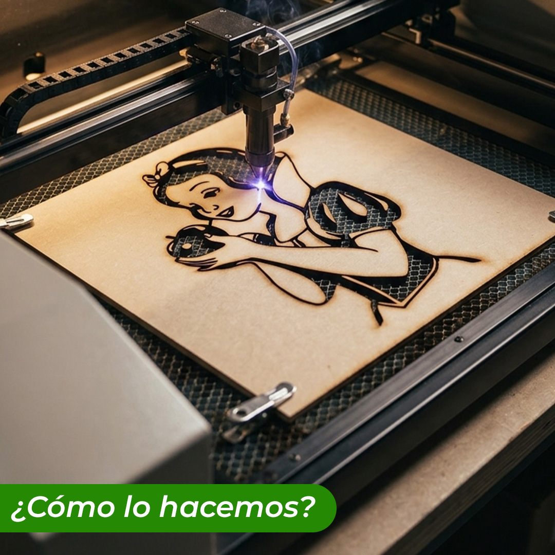 Corte laser Blancanieves de madera