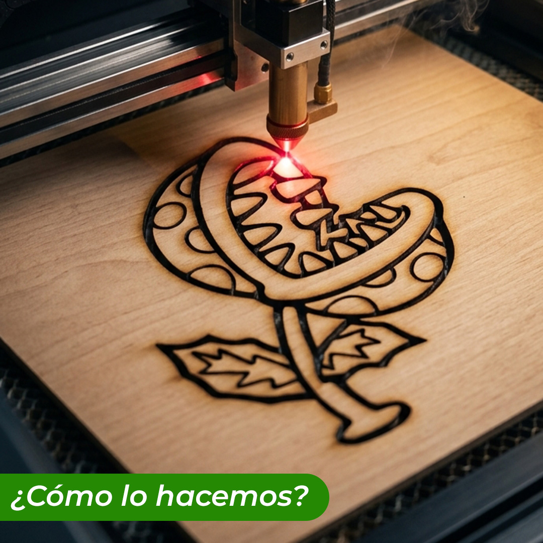Corte laser planta piranha mario en madera