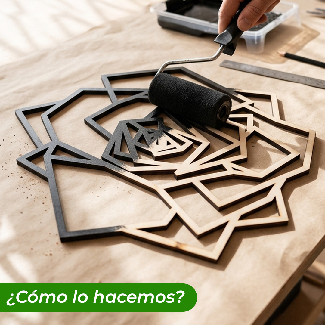 Pintado a rodillo rosa de madera para decorar