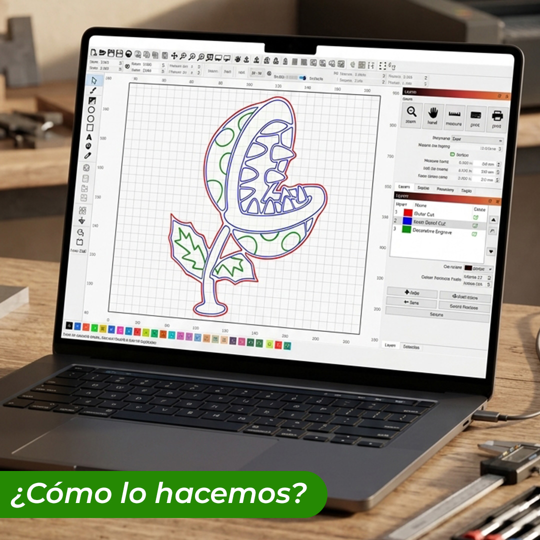 Vectorizar planta piranha mario en madera