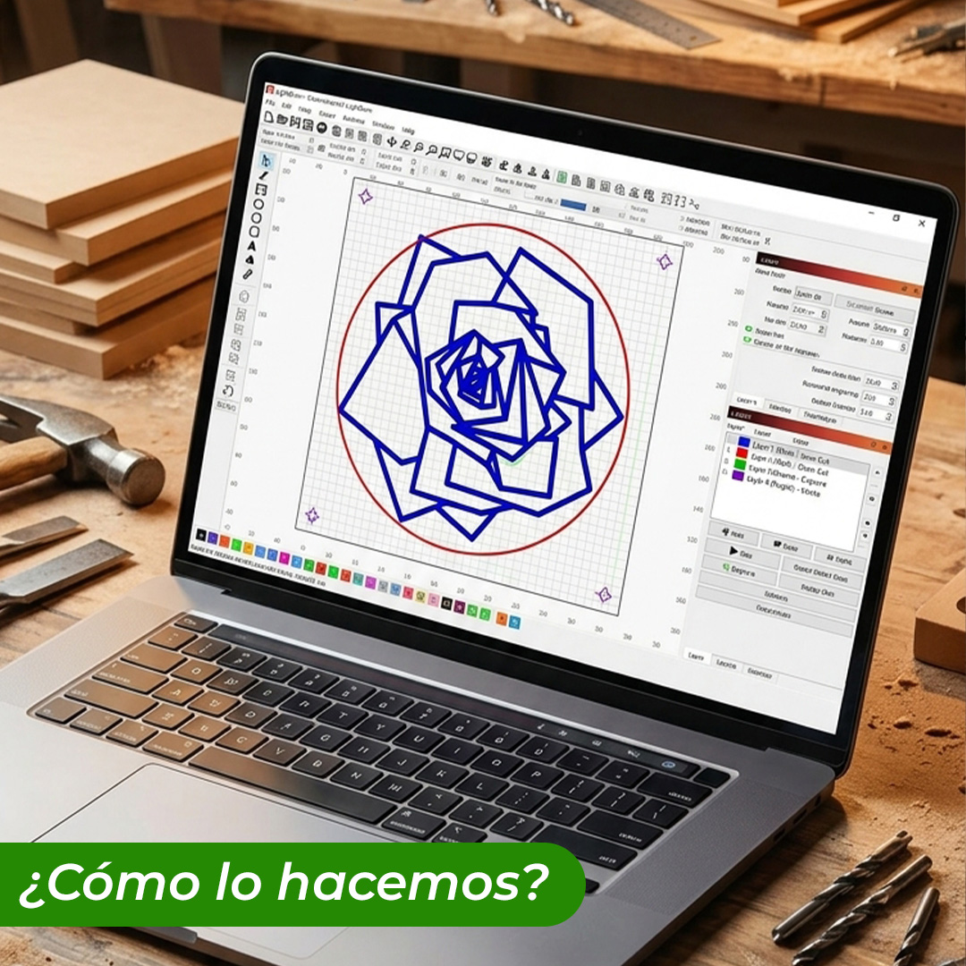 Vectorizar rosa de madera para decorar