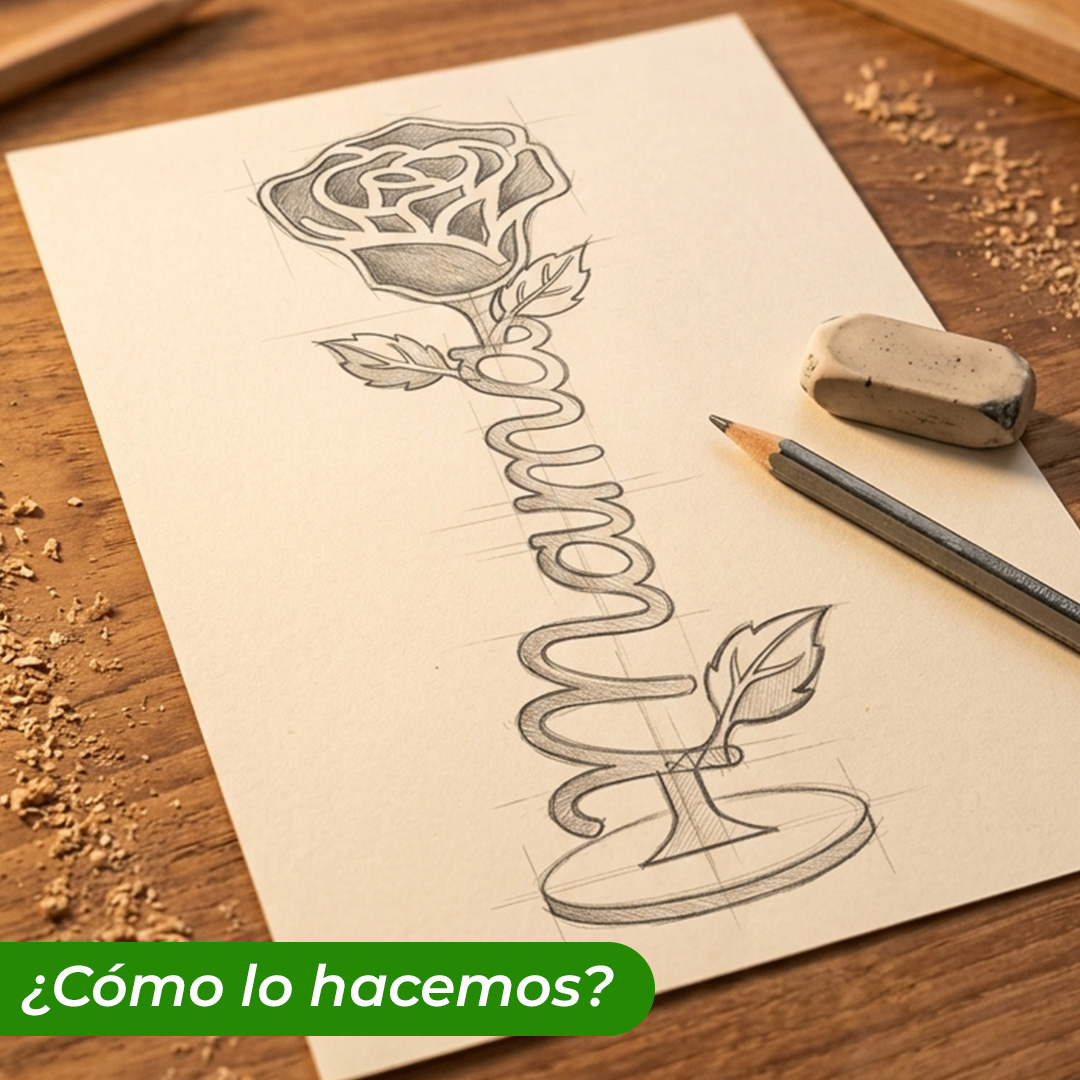 Boceto rosa de madera para mama