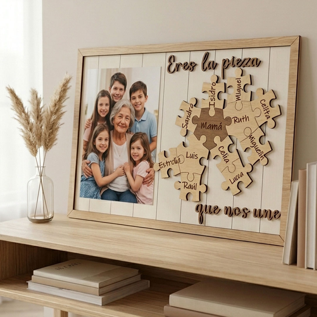 Cuadro puzzle madera las pieza que nos une