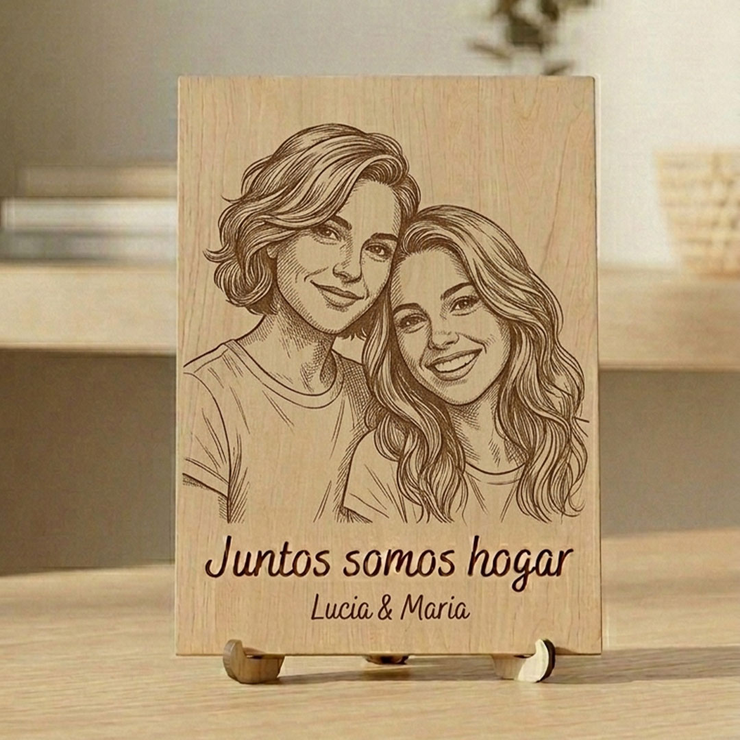 Foto pareja juntos somos hogar en madera pareja mujeres
