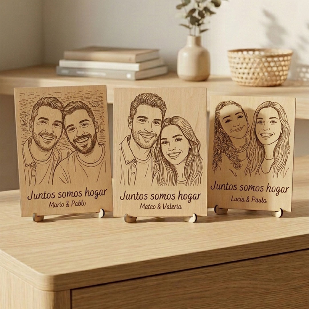 Foto pareja juntos somos hogar en madera