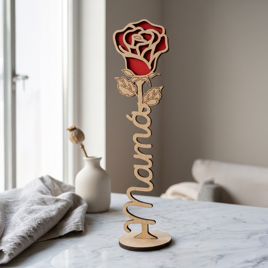 Rosa de madera para mamá