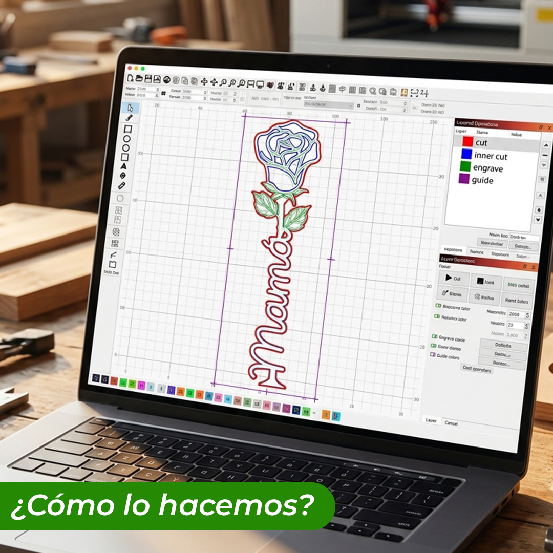 Vectorizado rosa de madera para mama