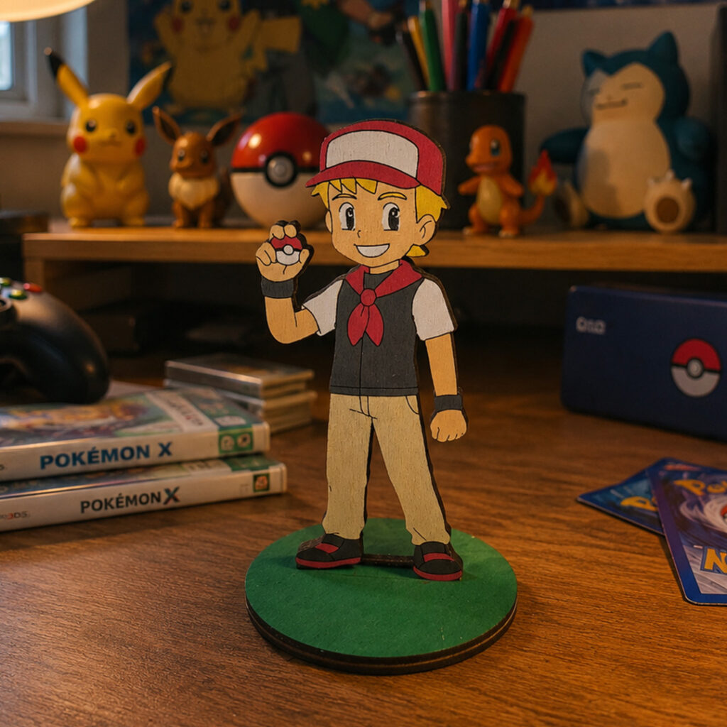 Figura personalizada de madera niño disfrazado de Pokémon