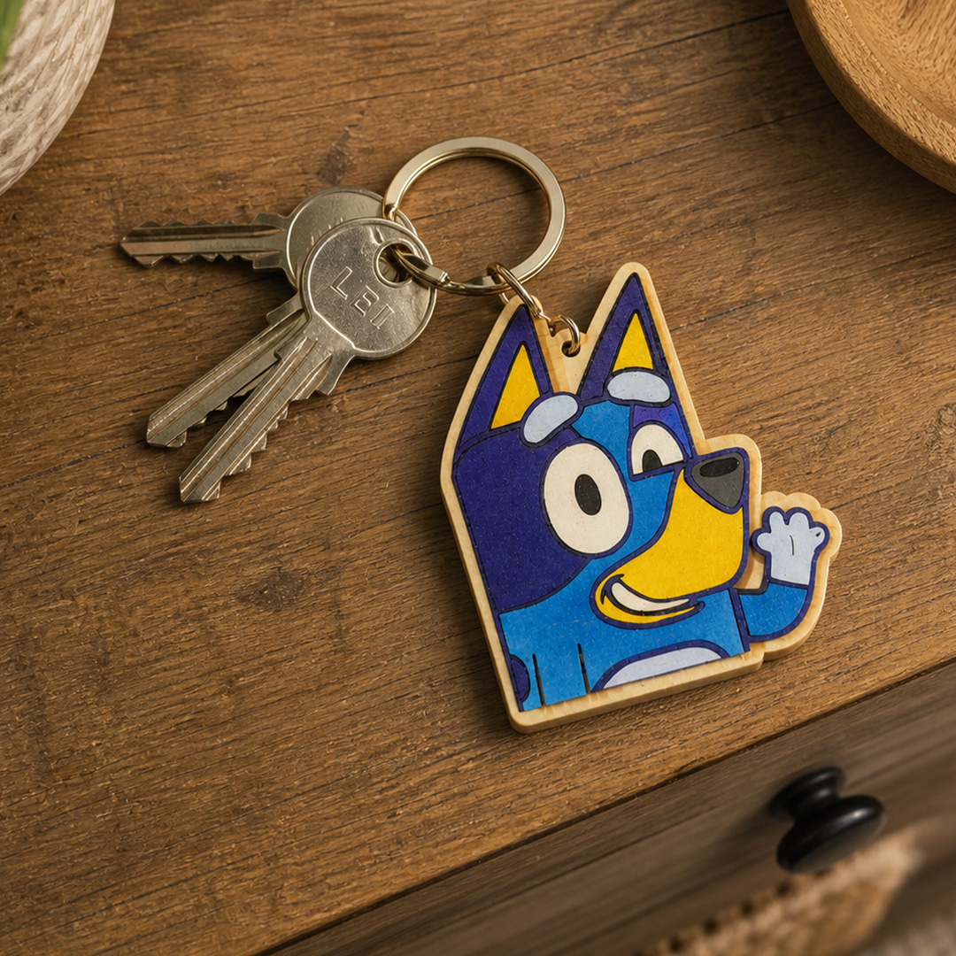Llavero de madera Bluey