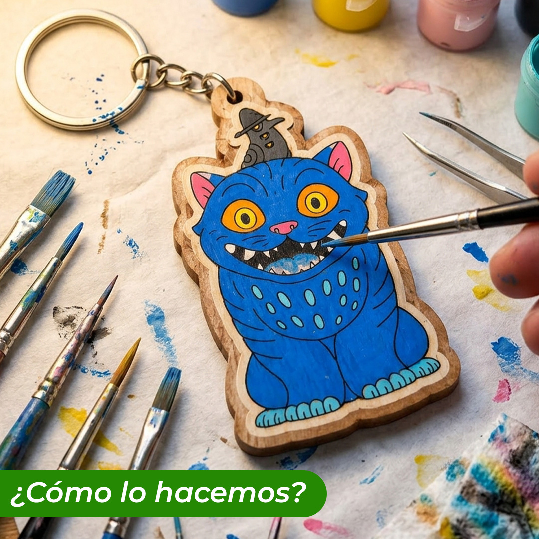 Llavero de madera Derpy Tiger pintado a mano pintura