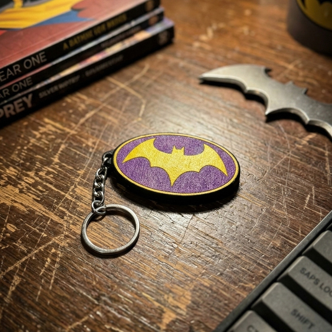 Llavero de madera pintado a mano BatGirl