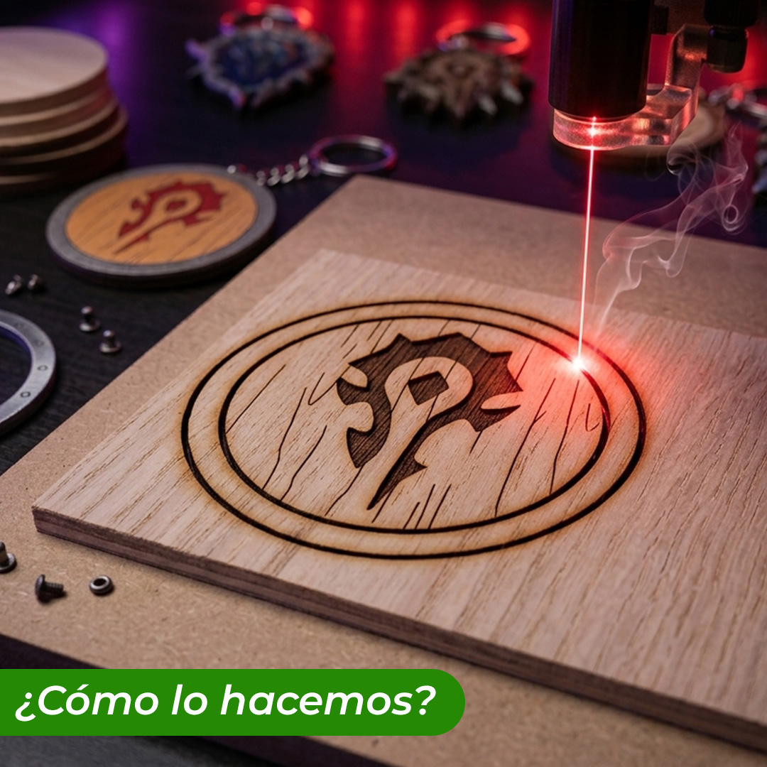 Llavero de madera pintado a mano la horda WOW corte laser