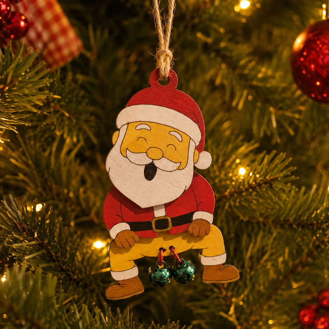 Papa Noel adorno del arbol con cascabeles
